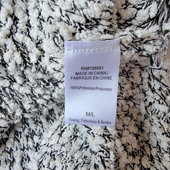 Revolve Young Fabulous & Broke Marled Knubby Knit Hoodie Relaxed Fit M/L - Picture 6 of 7